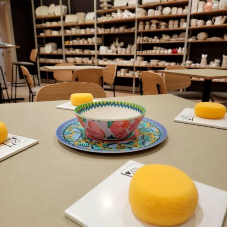 Beautiful ceramics painted at a birthday party in Sacramento Petroglyph studio.