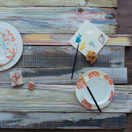 Ceramics that were painted during a small group event at Petroglyph Roseville.